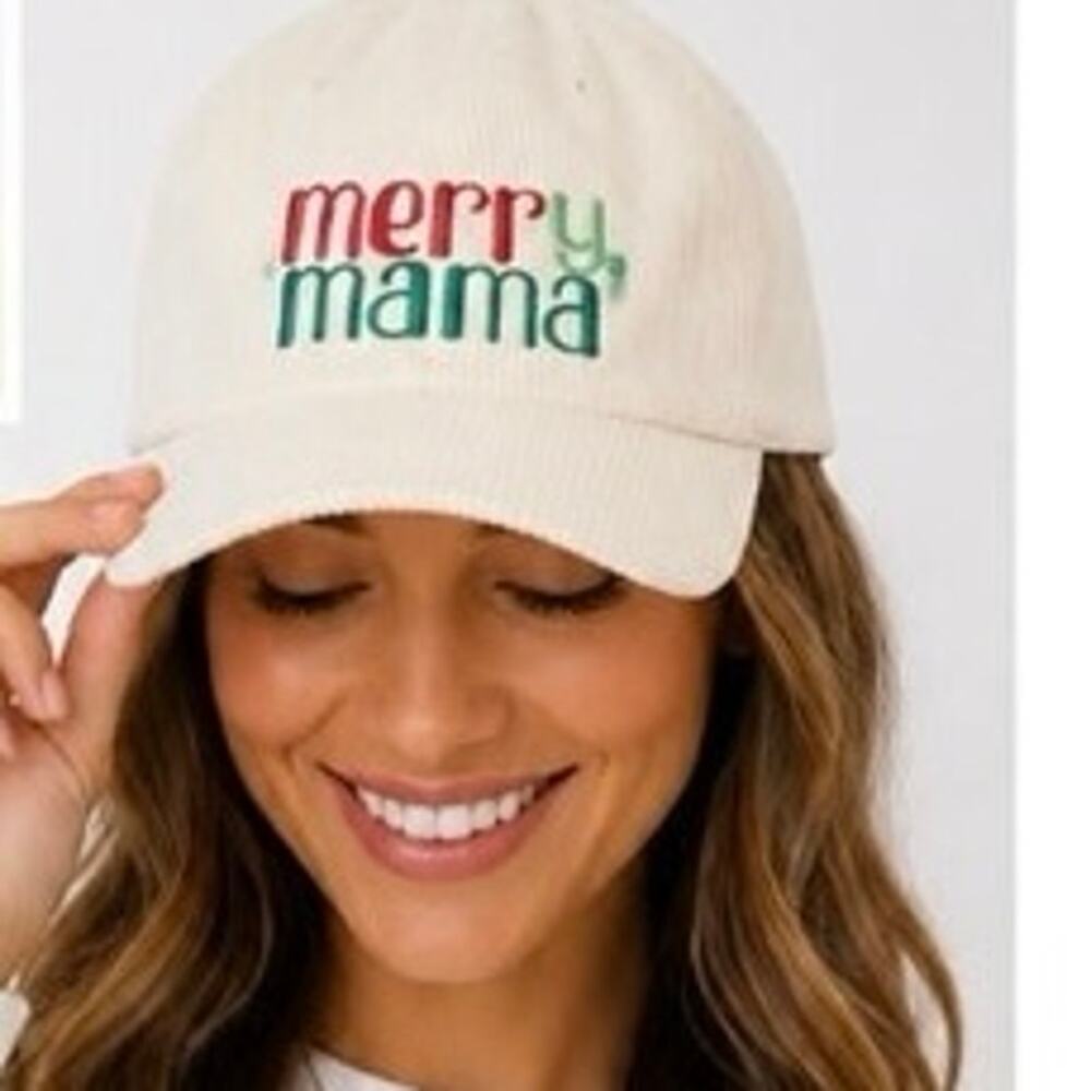 Vibes Hat Merry Mama Corduroy
Adjustable Baseball Cap White
Embroidered Holiday